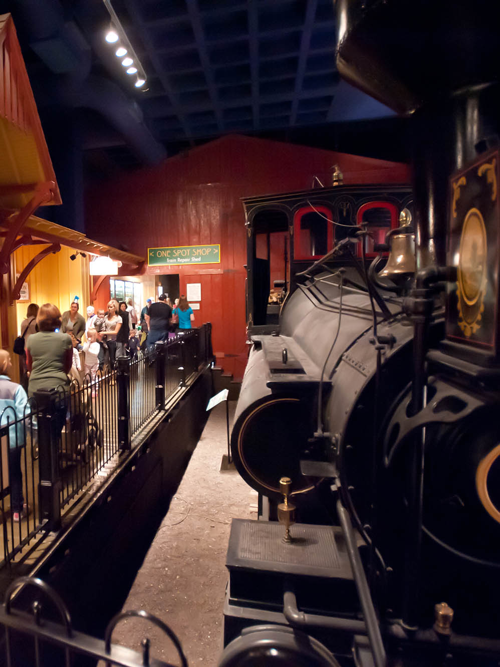 Visitors looking at Reuben Wells locomotive.