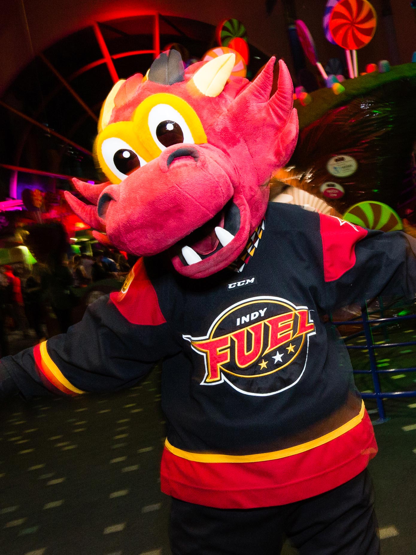 Indy Fuel mascot, Nitro.